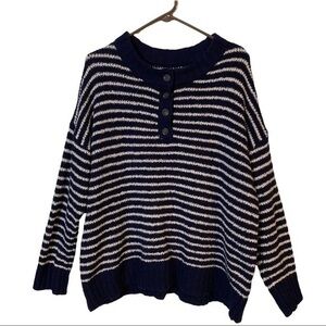 American Eagle Outfitters Navy and White Striped Sweater